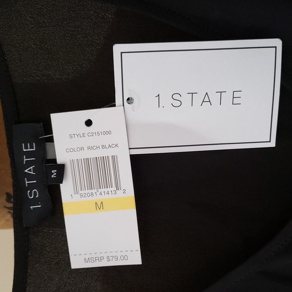 1. State Women's Balloon Sleeve V-Neck Smocked Waist Top, Size Medium - Picture 4 of 4